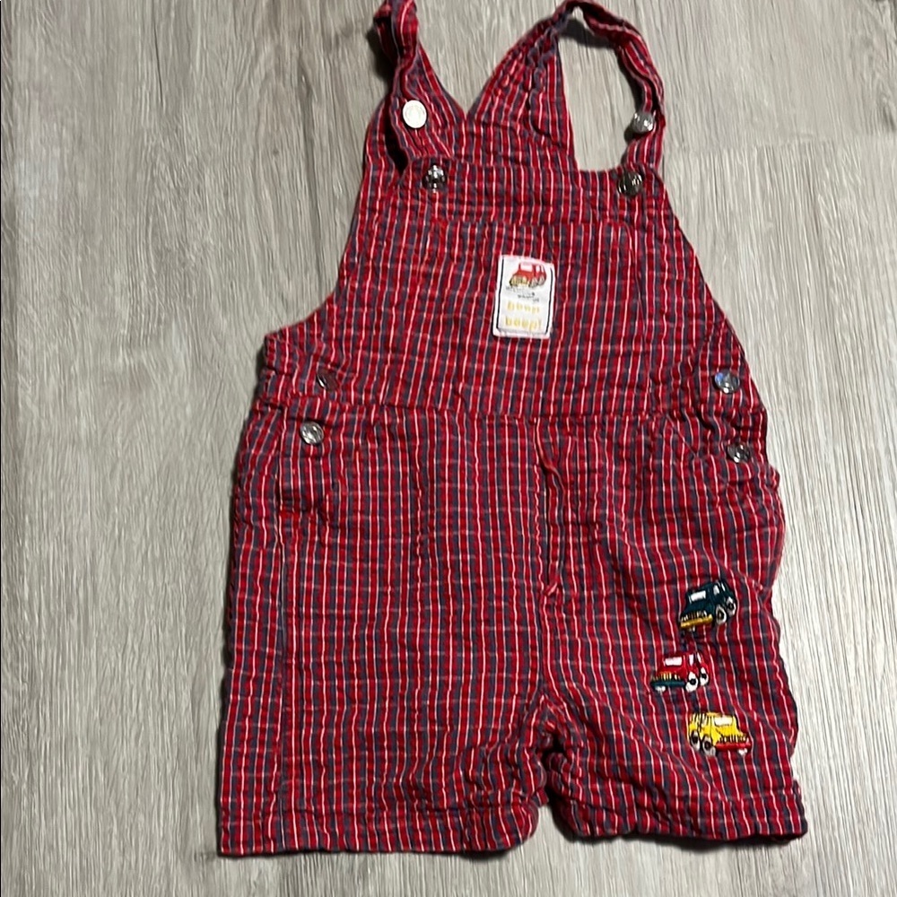 Kids Red Striped Overalls